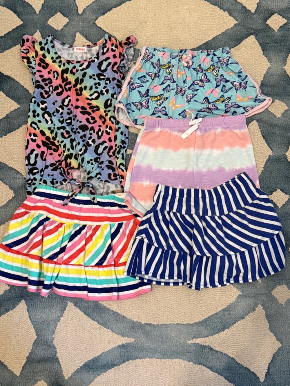 Girls Rainbow & Pastel Mix Outfit Bundle - Colorful Shorts & Skirts